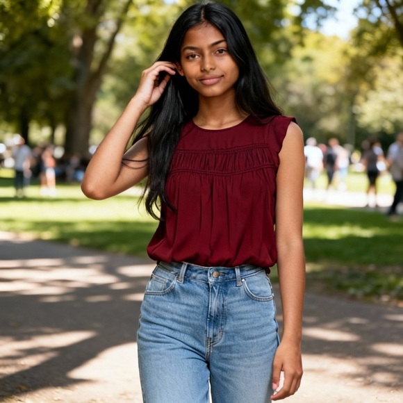 LOFT Tops - LOFT Women's Red Cap Sleeve Blouse
